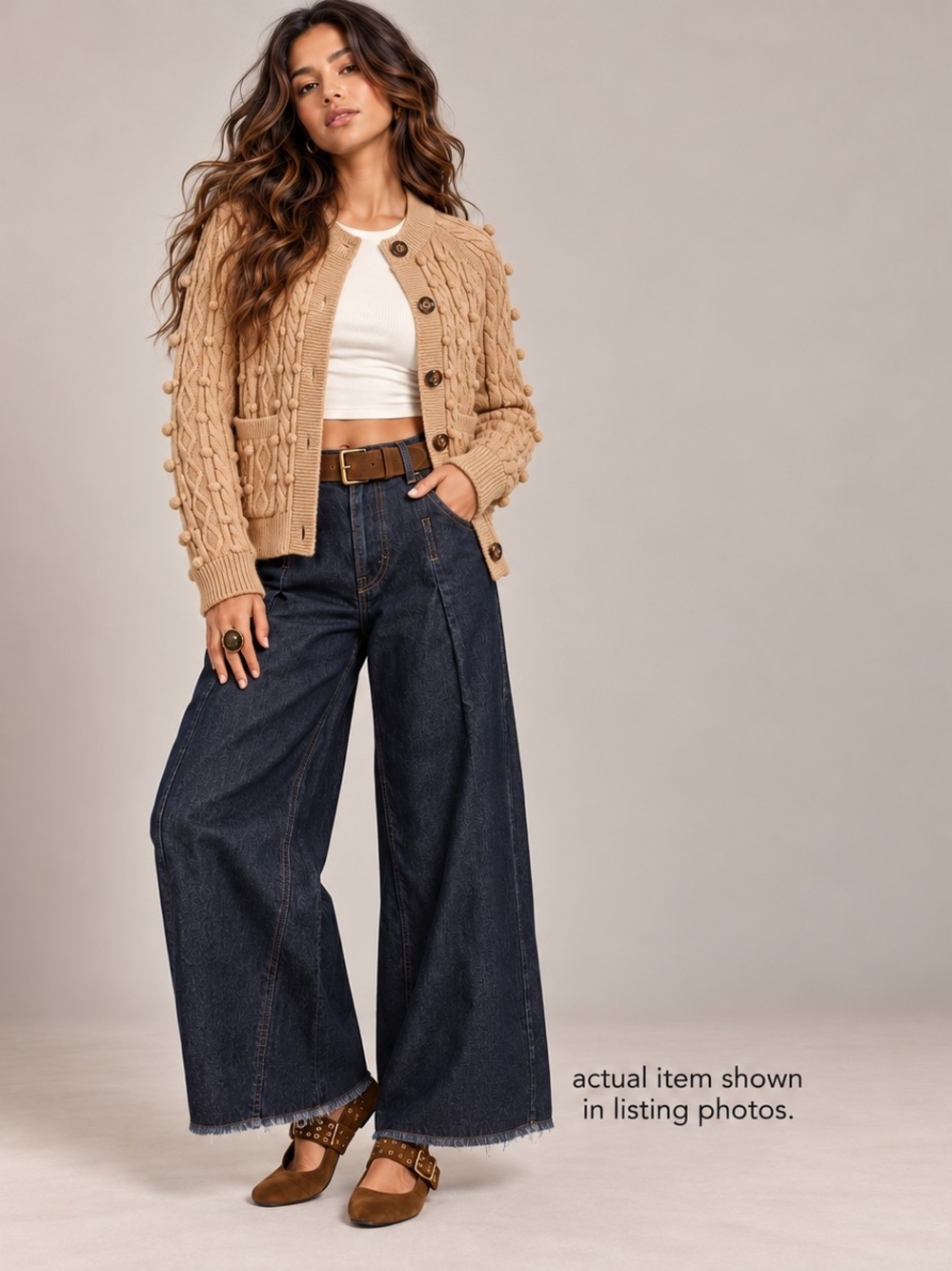 Cable Knit Pom-Pom Cardigan Sweater